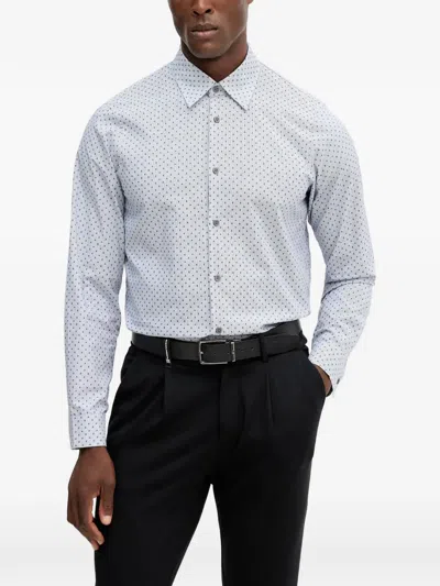Armani Exchange Patterned Button-down Shirt In Blue