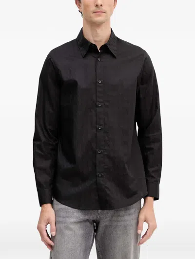 Armani Exchange Patterned Buttoned Shirt In Black