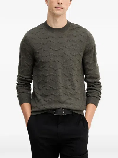 Armani Exchange Patterned Crew-neck Sweater In Green