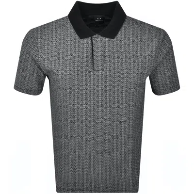 Armani Exchange Patterned Polo T Shirt Black