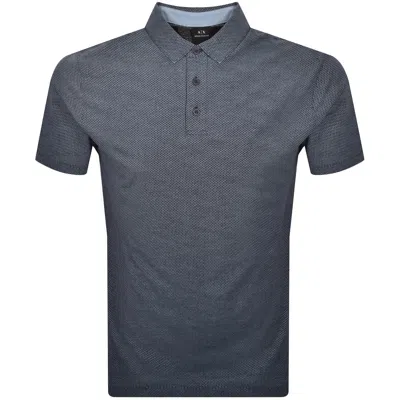 Armani Exchange Patterned Polo T Shirt Navy In Blue