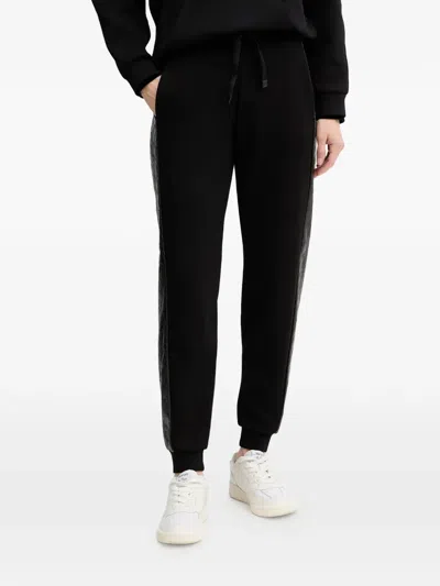 Armani Exchange Patterned-side Track Pants In Black