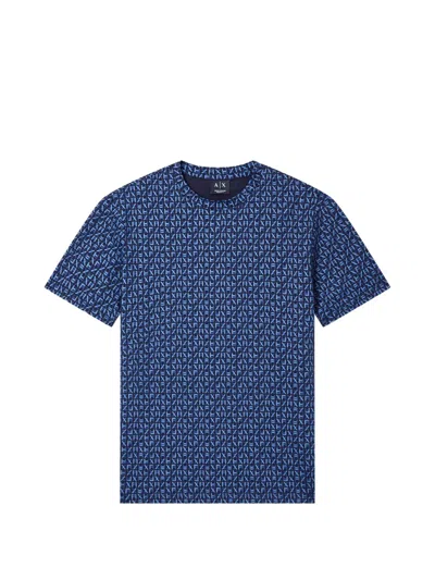 Armani Exchange Patterned T-shirt In Blue