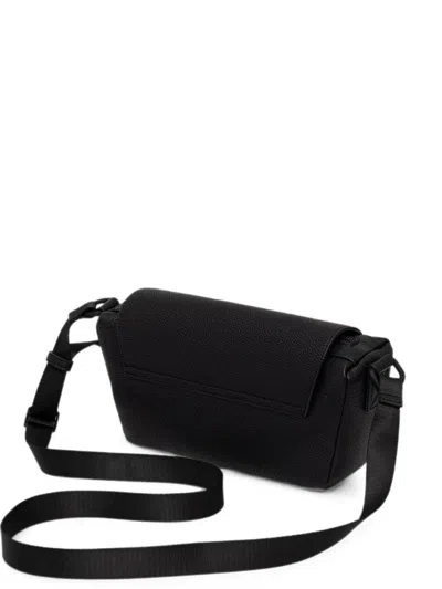 Armani Exchange Pebbled Foldover Belt Bag In Black