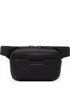 Armani Exchange Pebbled-effect Belt Bag In Black