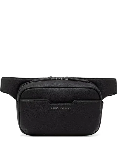 Armani Exchange Pebbled-effect Belt Bag In Black