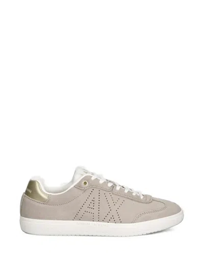 Armani Exchange Perforated Logo Sneakers In Metallic
