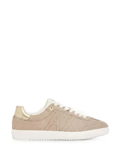 Armani Exchange Perforated-logo Leather Sneakers In Animal Print