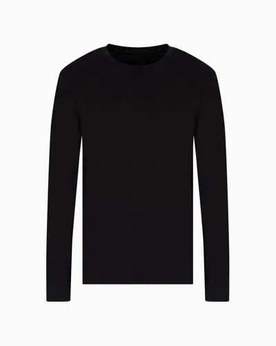 Armani Exchange Pima Cotton Long Sleeve T-shirt In Black