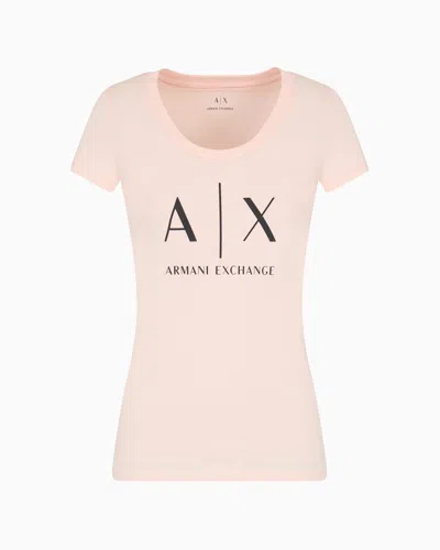 Armani Exchange Pima Cotton Print Long Sleeve T-shirt In Pink