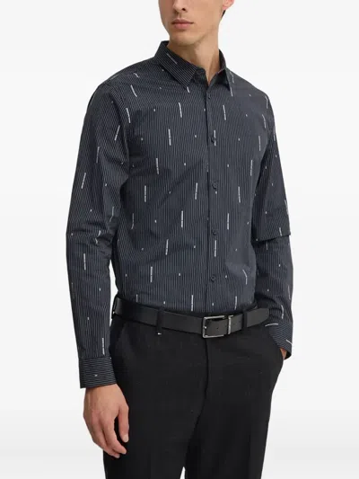 Armani Exchange Pinstripe Buttoned Shirt In Black
