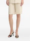 Armani Exchange Pinstripe Elastic-waist Shorts In Neutral