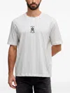 Armani Exchange Pinstriped Logo-print T-shirt In Multi