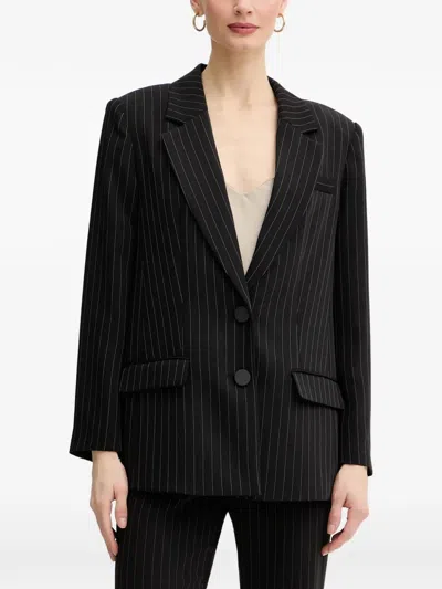 Armani Exchange Pinstripe-pattern Notched-lapels Blazer In Black