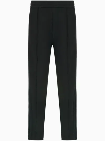 Armani Exchange Pipe-stitch Tapered Trousers In Black
