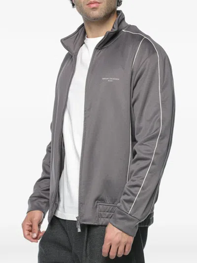 Armani Exchange Piped-trim Zip-up Jacket In Gray