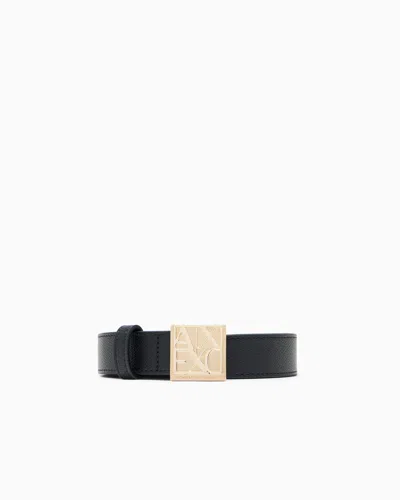 Armani Exchange Plate Belt Regular Fit With Plate Buckle In Black