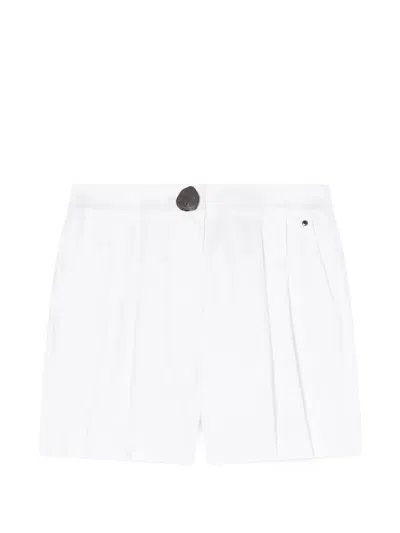 Armani Exchange Pleated Button-fastening Linen Shorts In Multi