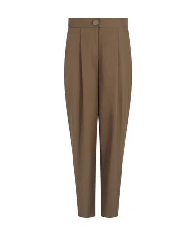 Armani Exchange Pleated Casual Pants In Brown