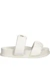 Armani Exchange Pleated Double-strap Slides In White