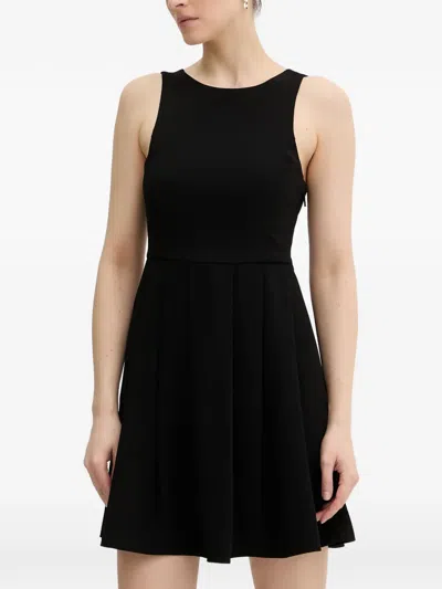 Armani Exchange Pleated Sleeveless Mini Dress In Black