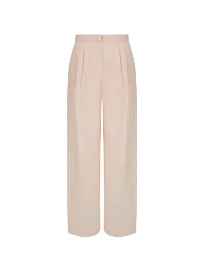 Armani Exchange Pleated Slub-texture Trousers In Neutral