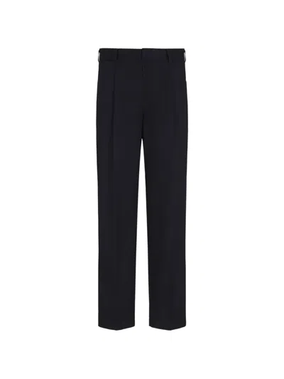 Armani Exchange Pleated Straight-leg Trousers In Black