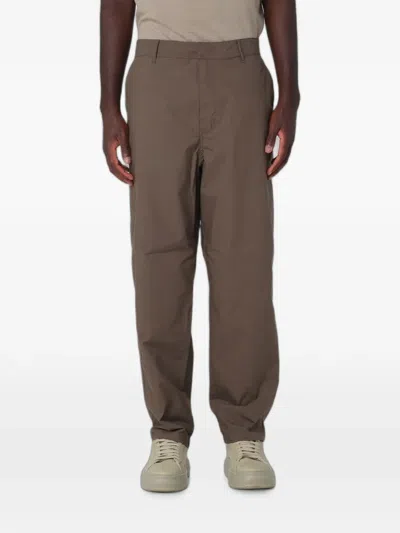 Armani Exchange Pleated Straight-leg Trousers In Brown