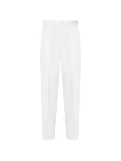 Armani Exchange Pleated Straight-leg Trousers In White
