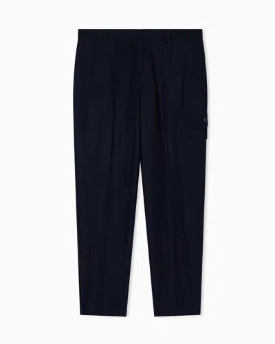 Armani Exchange Pleated Trousers In Blue