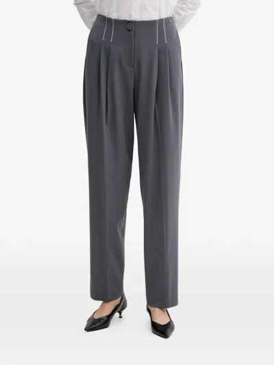 Armani Exchange Pleated Trousers In Gray
