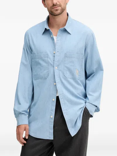 Armani Exchange Pocket Embroidered Shirt In Blue