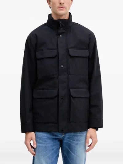 Armani Exchange Pocket Hooded Jacket In Blue