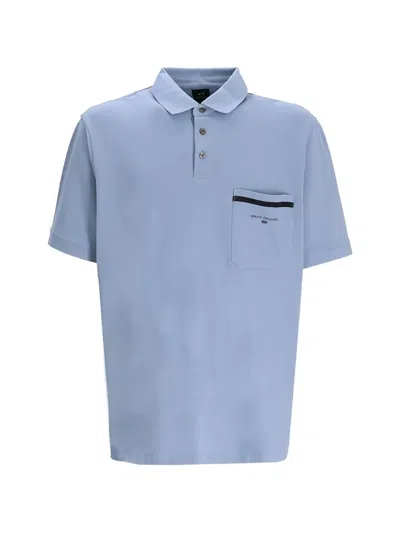 Armani Exchange Short Sleeve Polo Shirt In Blue