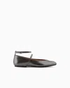 Armani Exchange Pointed Toe Ballerinas With Straps In Silver