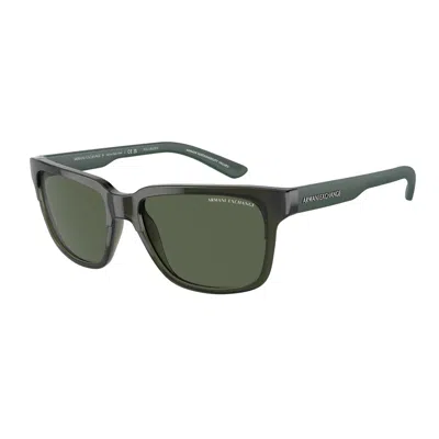 Armani Exchange Polarized Dark Green Sport Men's Sunglasses Ax4026s 83419a 56 In Black