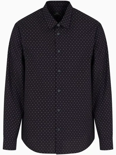 Armani Exchange Polka-dot Shirt In Blue