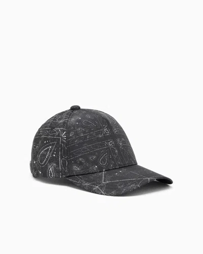 Armani Exchange Polka Dot Visor Hat In Black