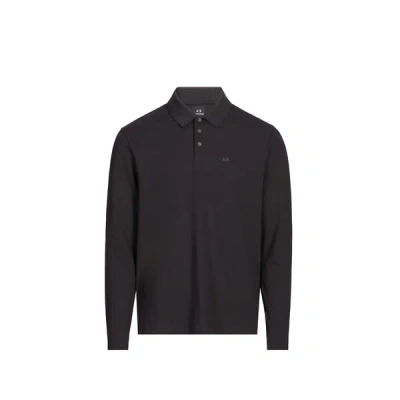 Armani Exchange Polo À Manches Longues En Coton In Gray