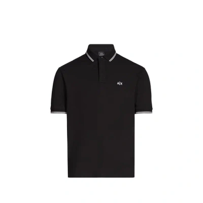 Armani Exchange Polo Manches Courtes En Coton Mélangé In Black