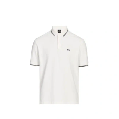 Armani Exchange Polo Manches Courtes En Coton Mélangé In White