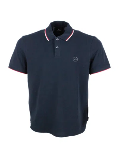 Armani Exchange Polo Shirt In Blue