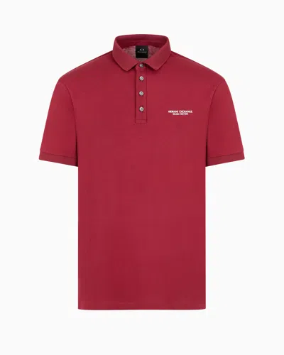 Armani Exchange Polo Shirt In Milan/new York Jersey In Burgundy