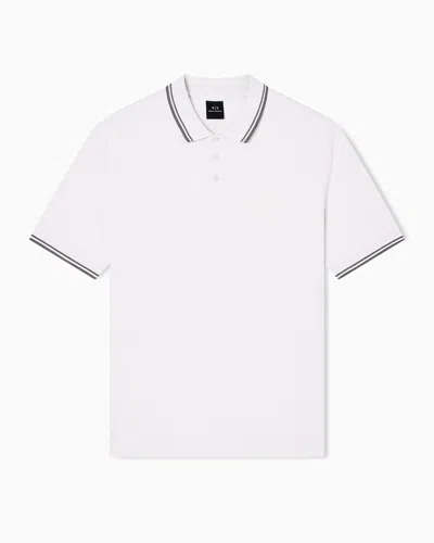 Armani Exchange Short Sleeve Polo Shirt In White