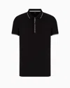 Armani Exchange Polo With Contrasting Logo In Cotton Spandex In Black
