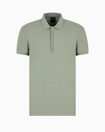Armani Exchange Polo With Contrasting Logo In Gray