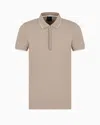Armani Exchange Polo With Contrasting Logo In Cotton Spandex In Neutral