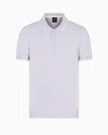 Armani Exchange Polo With Contrasting Logo In Cotton Spandex In Blue