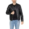 Armani Exchange Black Polyester Jackets & Coat In Black