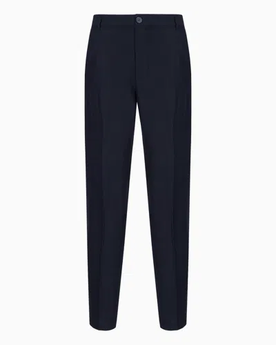 Armani Exchange Poplin Chino Trousers In Blue